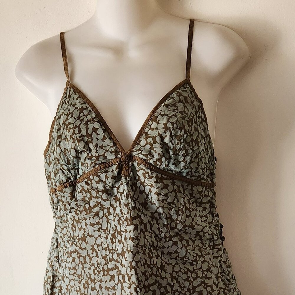 Abercrombie & Fitch cami sz M blue brown silk GUC